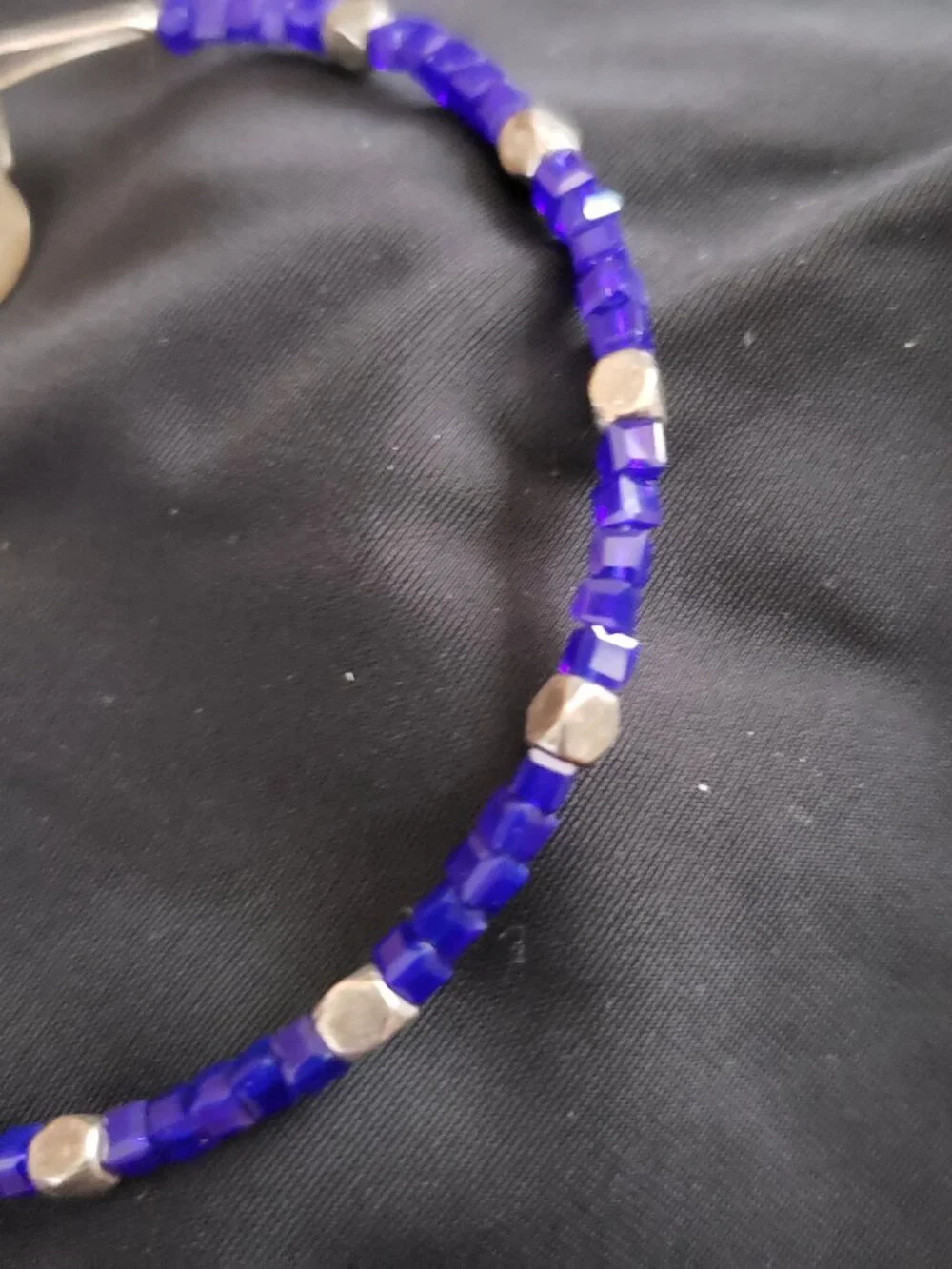 Alex and Ani Blue Beaded Charm Bangle Express Yourself LOVE A 317